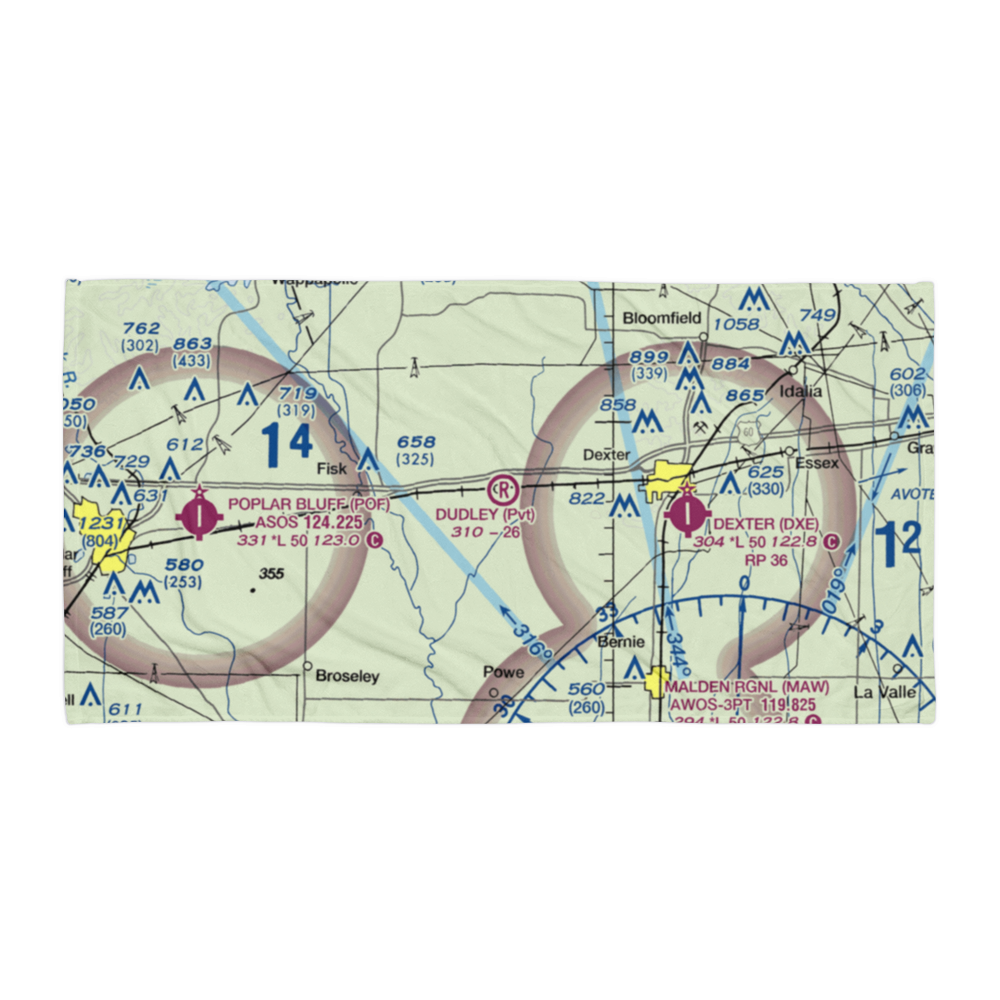 Dudley Airport (MO54) VFR Sectional Towel 