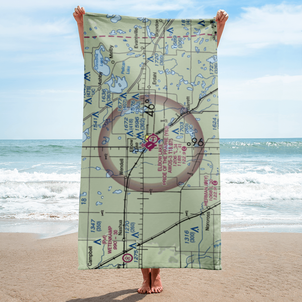 Elbow Lake Municipal - Pride of the Prairie Airport (Y63) VFR Sectional Towel 
