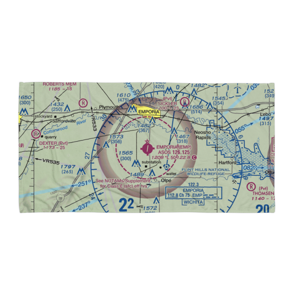 Emporia Municipal Airport (EMP) VFR Sectional Towel 