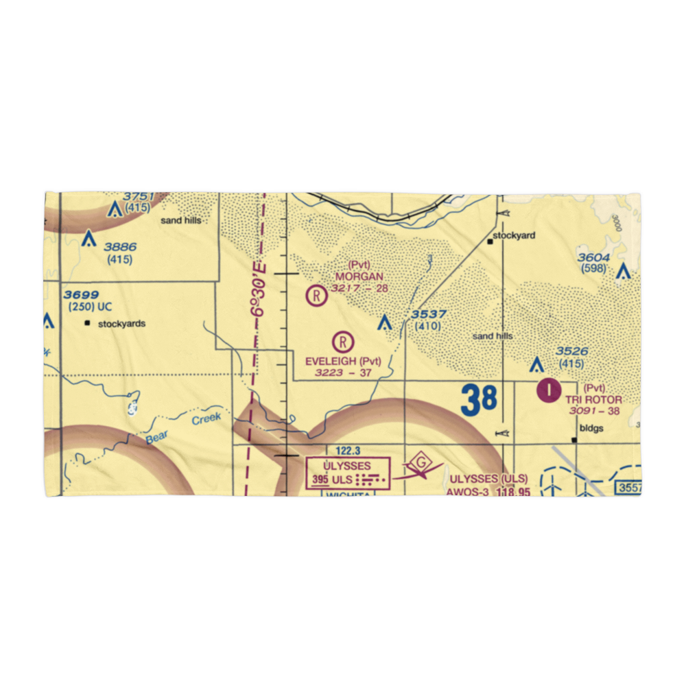 Eveleigh Farms Airport (3KS4) VFR Sectional Towel 