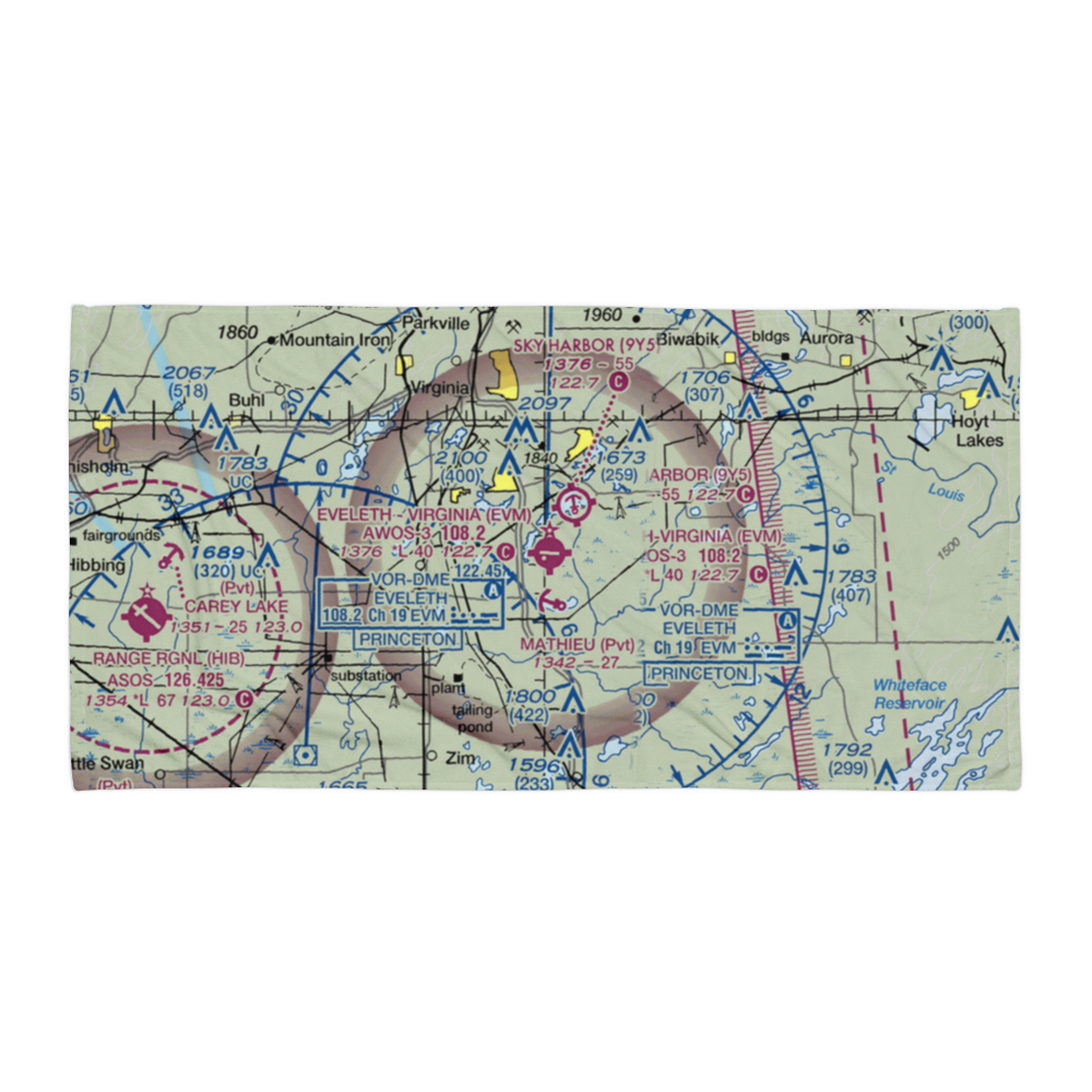 Eveleth Virginia Municipal Airport (EVM) VFR Sectional Towel 