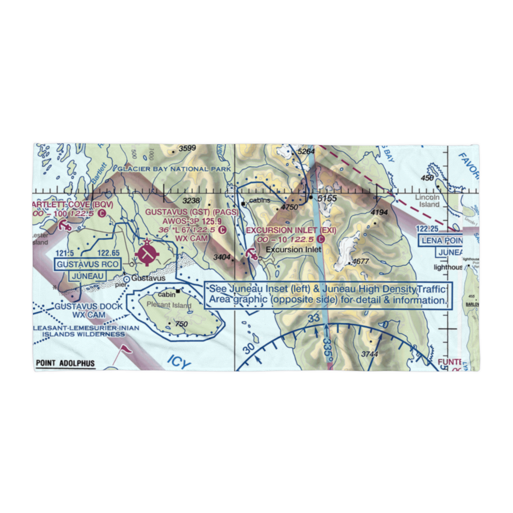 Excursion Inlet Seaplane Base (EXI) VFR Sectional Towel 