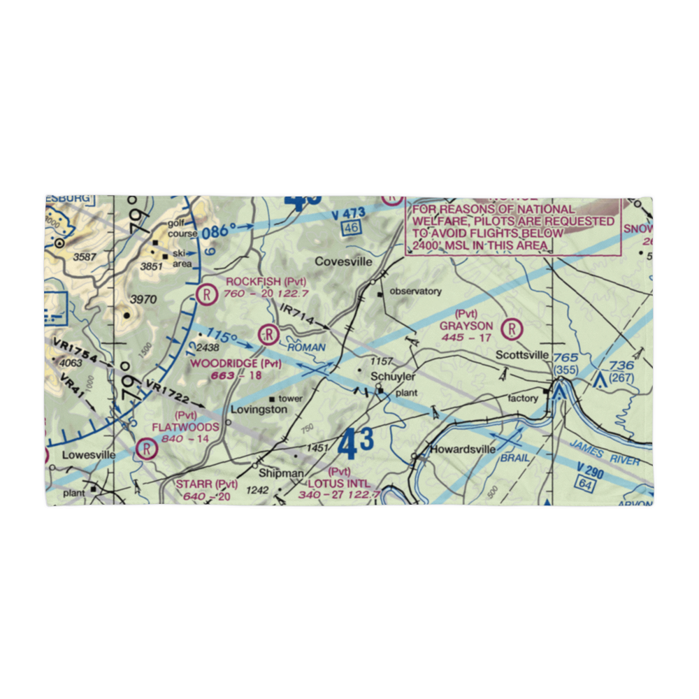 Faber Airport (VA96) VFR Sectional Towel 
