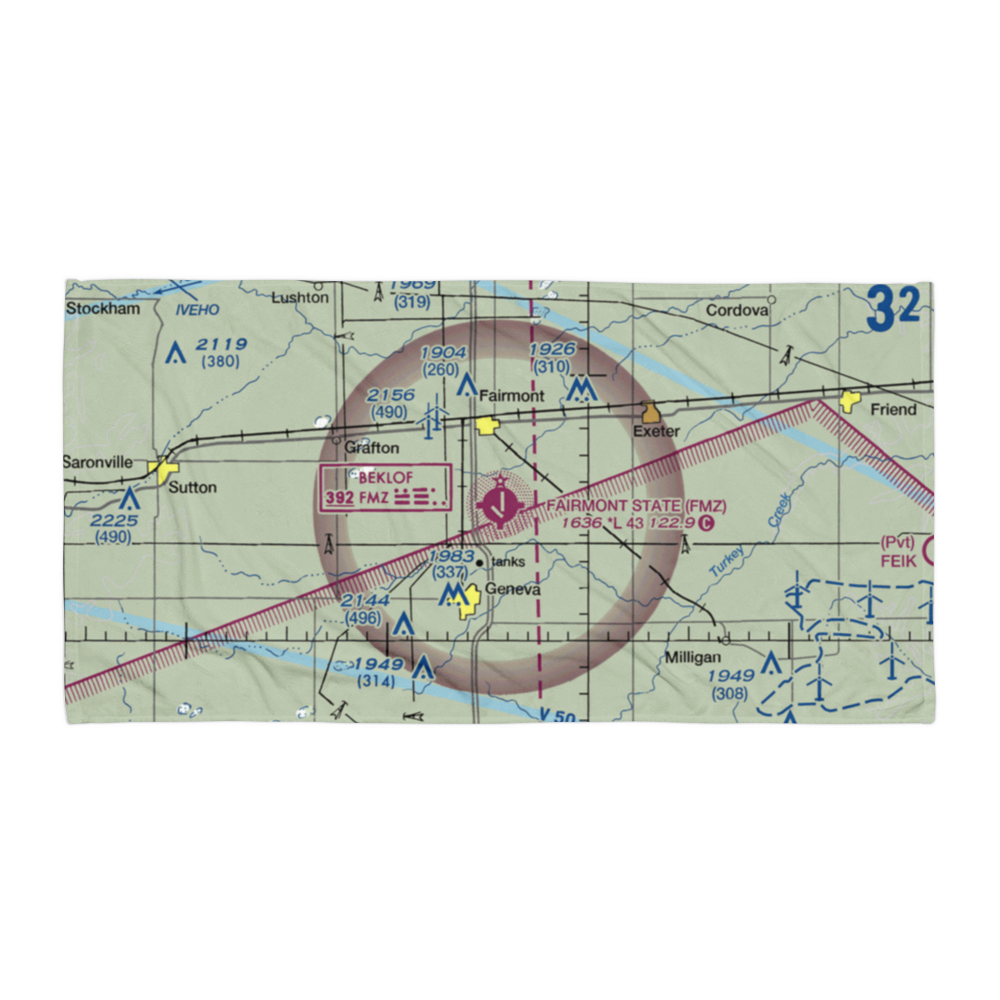 Fairmont State Airfield (FMZ) VFR Sectional Towel 