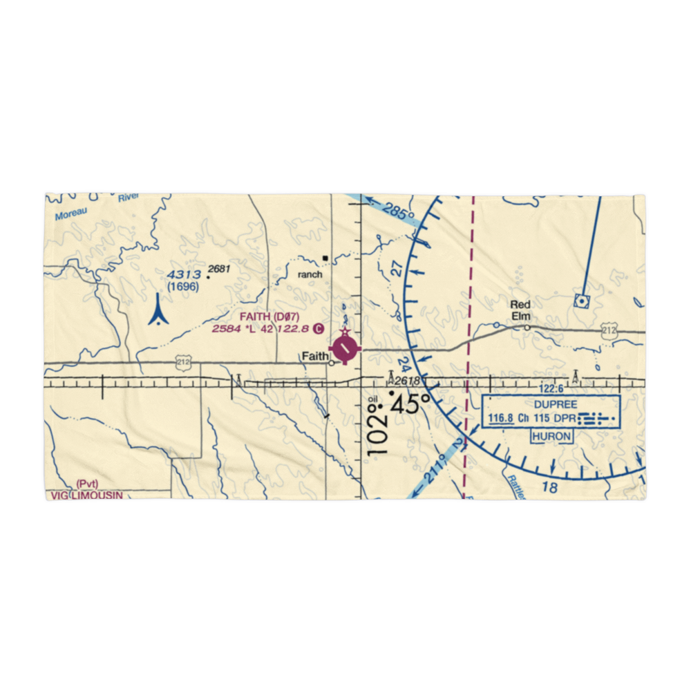 Faith Municipal Airport (D07) VFR Sectional Towel 