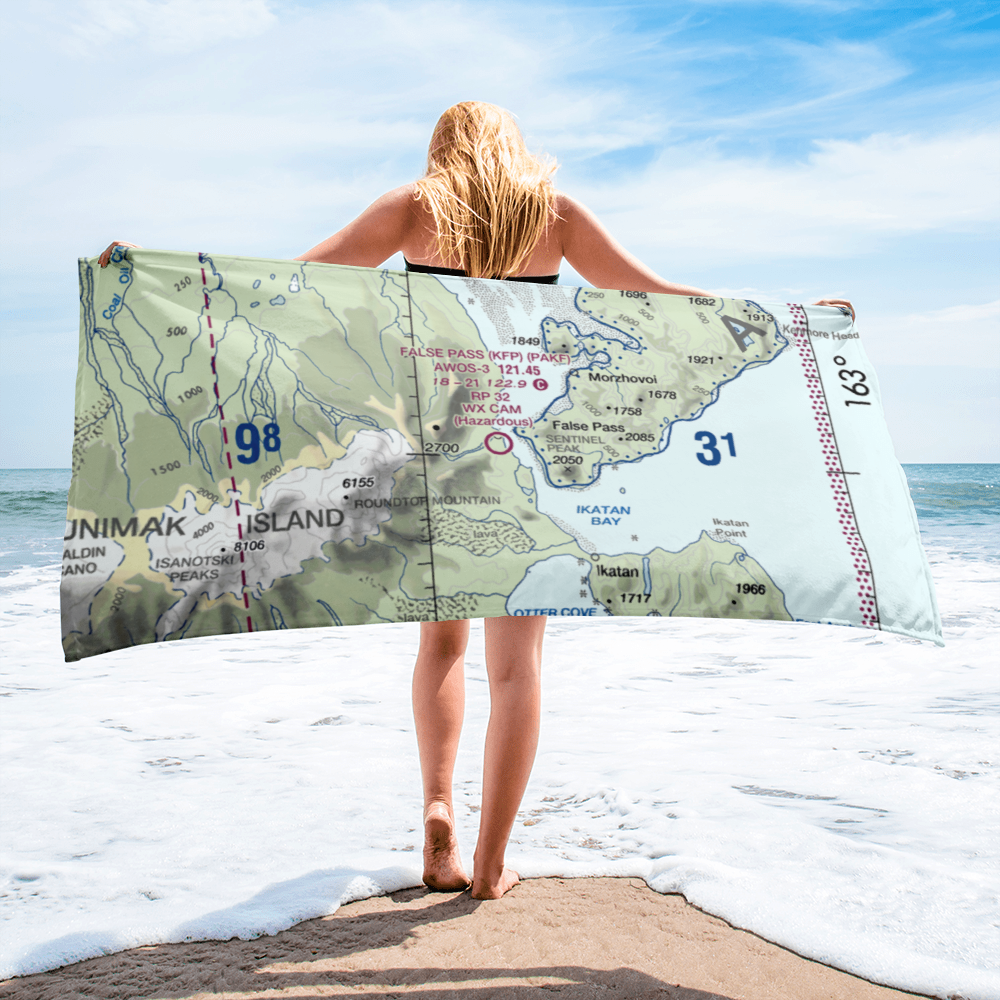 False Pass Airport (KFP) VFR Sectional Towel 