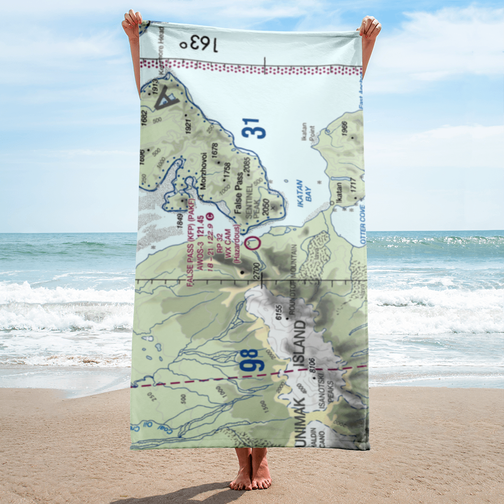 False Pass Airport (KFP) VFR Sectional Towel 