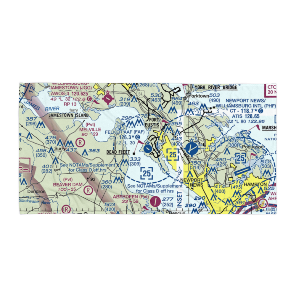 Felker Army Air Field (FAF) VFR Sectional Towel 
