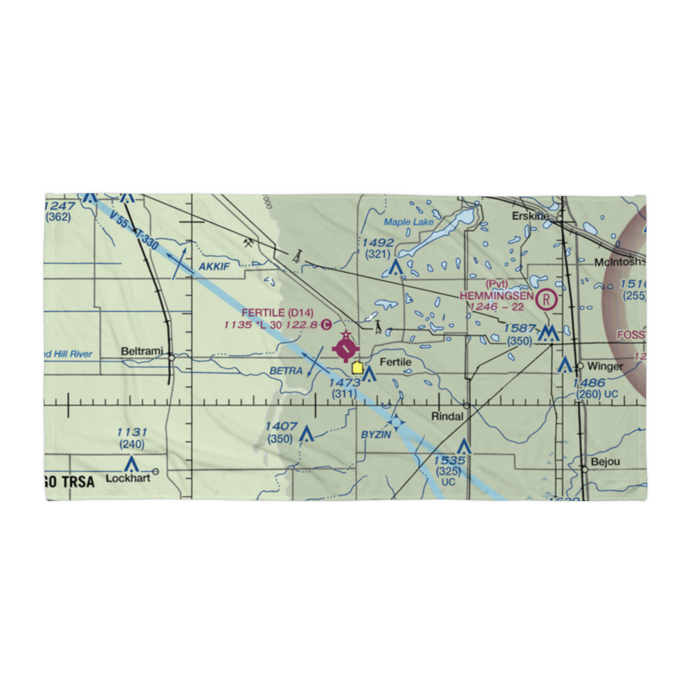 Fertile Municipal Airport (D14) VFR Sectional Towel 