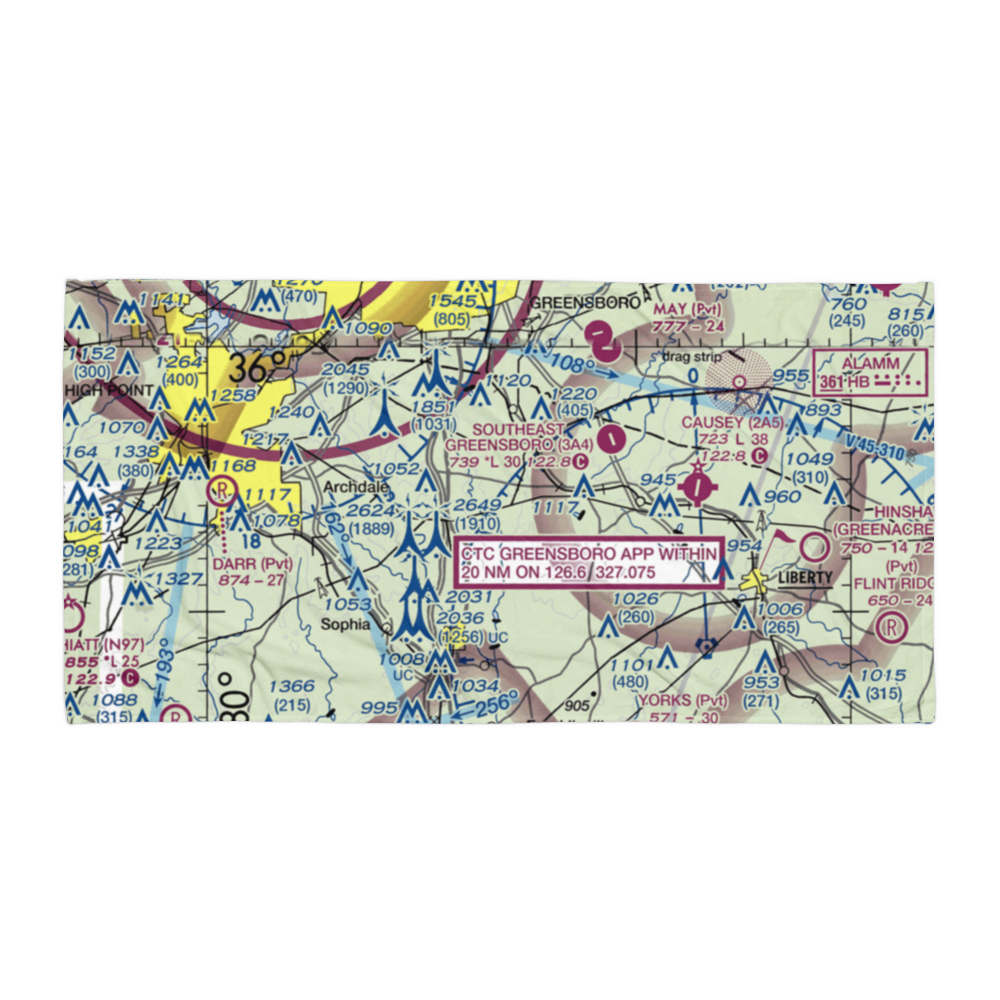 Fields Airport (64NC) VFR Sectional Towel 