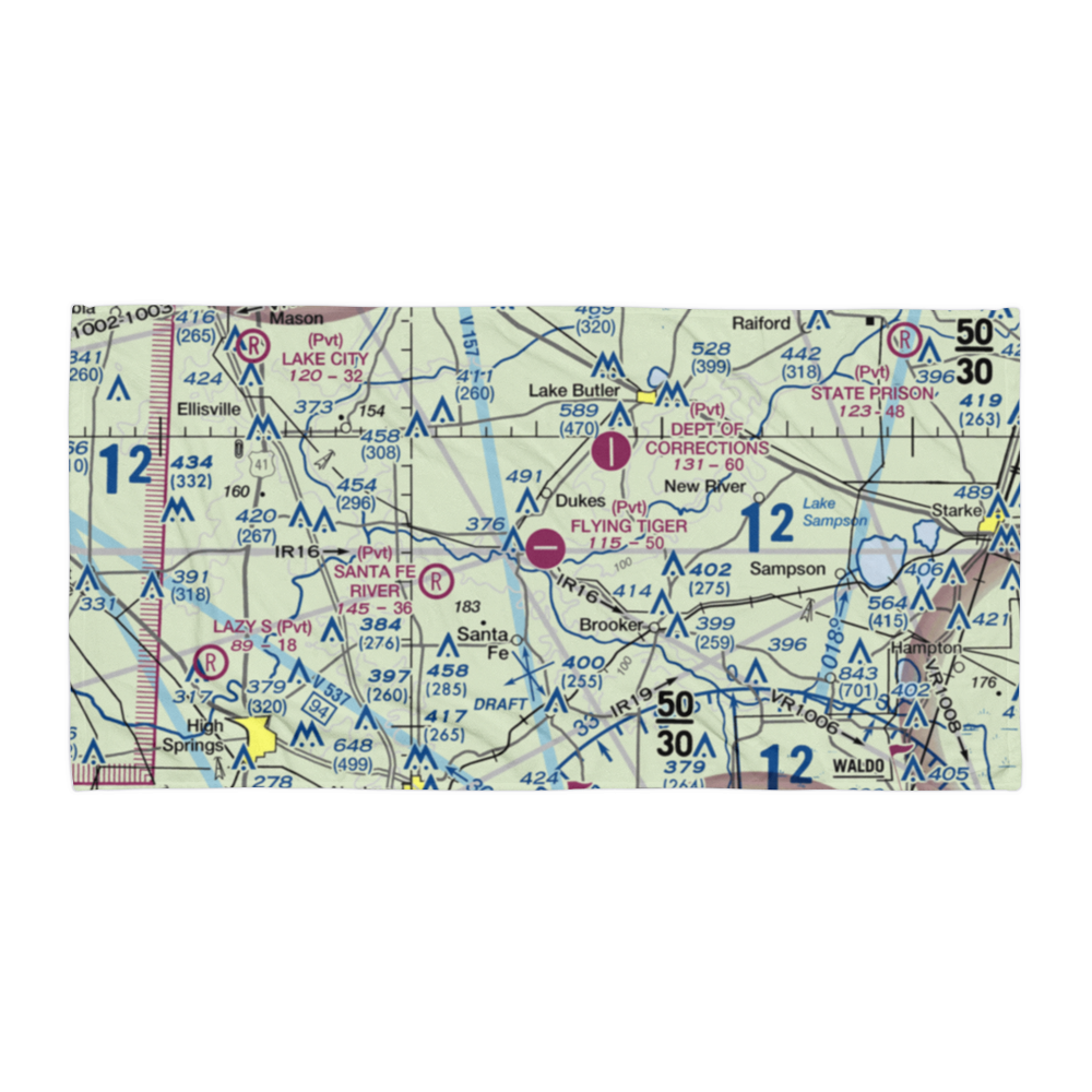 Flying Tiger Field (FL54) VFR Sectional Towel 