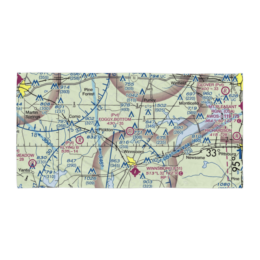 Foggy Bottom Airport (77TE) VFR Sectional Towel 