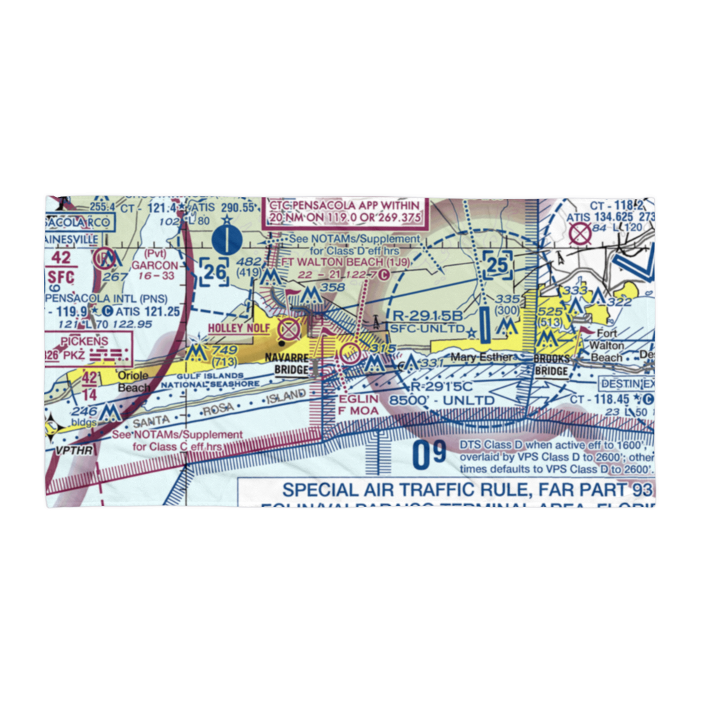 Fort Walton Beach Airport (1J9) VFR Sectional Towel 