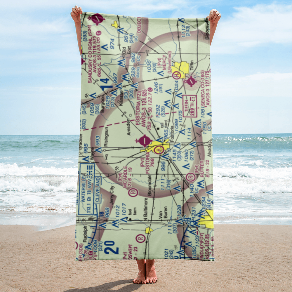 Fostoria Metropolitan Airport (FZI) VFR Sectional Towel 