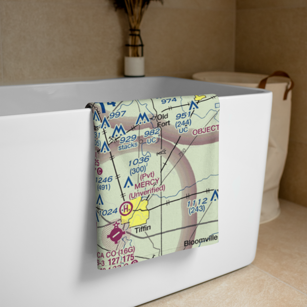 Fostoria Metropolitan Airport (FZI) VFR Sectional Towel 