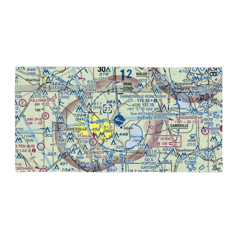Gainesville Regional Airport (GNV) VFR Sectional Towel 