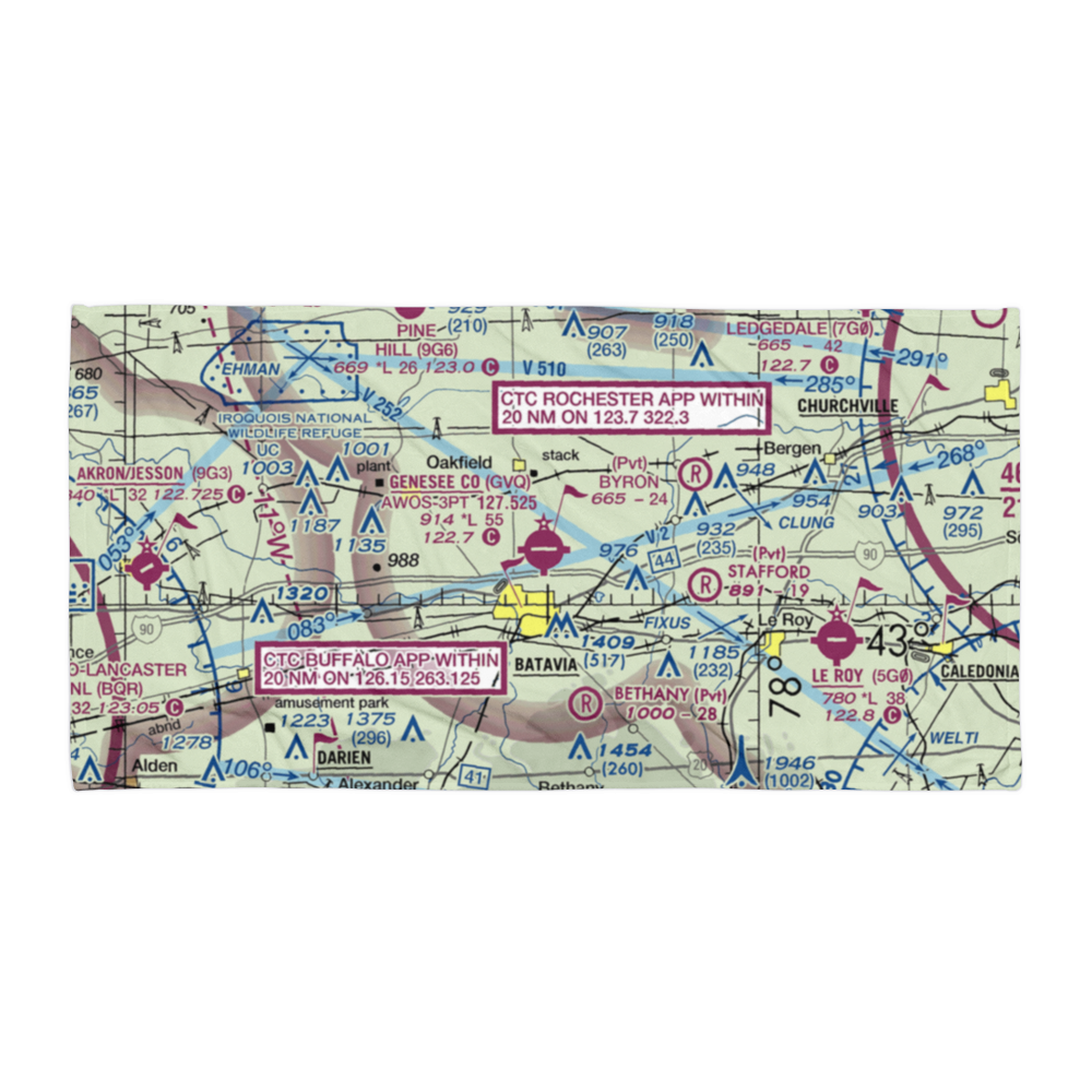 Genesee County Airport (GVQ) VFR Sectional Towel 