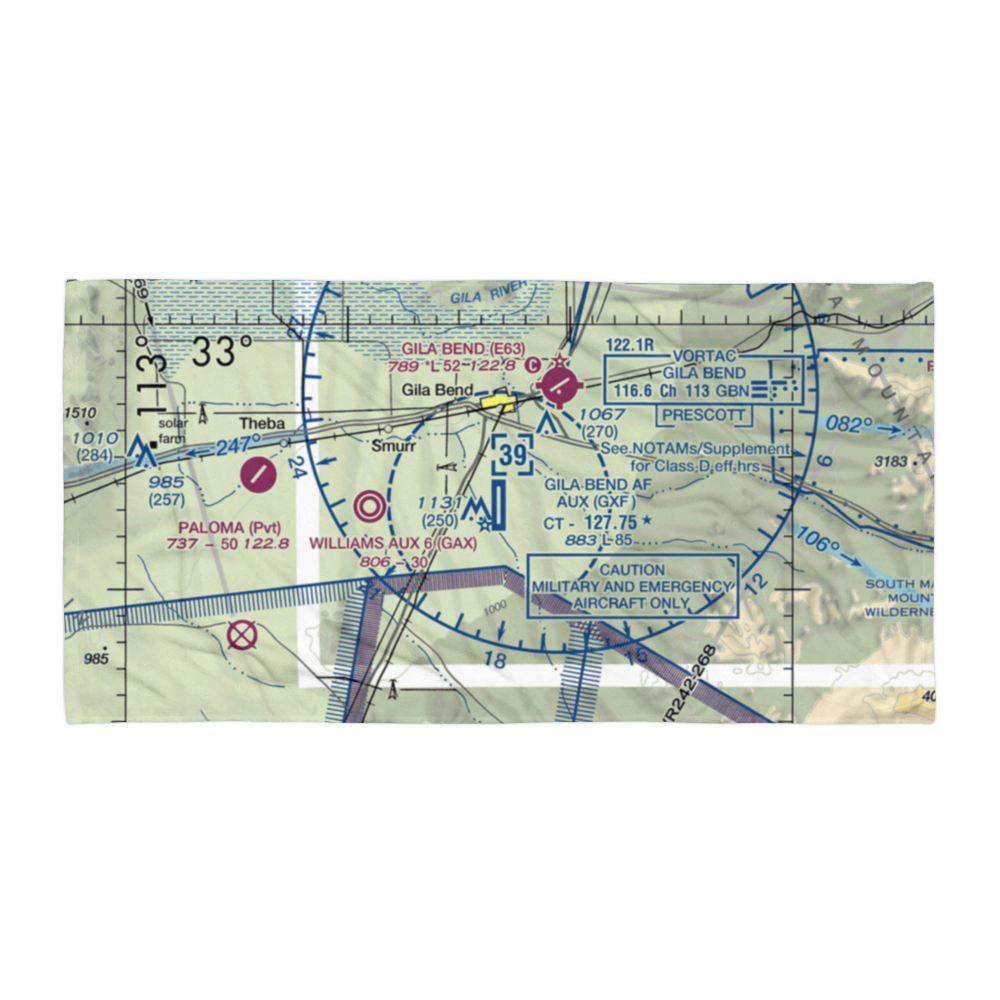 Gila Bend Af Aux Airport (GXF) VFR Sectional Towel 