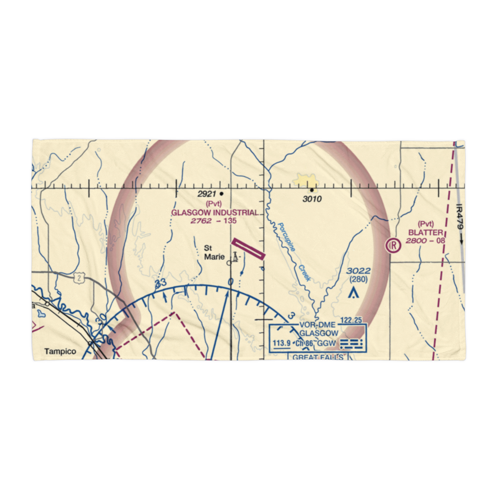 Glasgow Industrial Airport (07MT) VFR Sectional Towel 