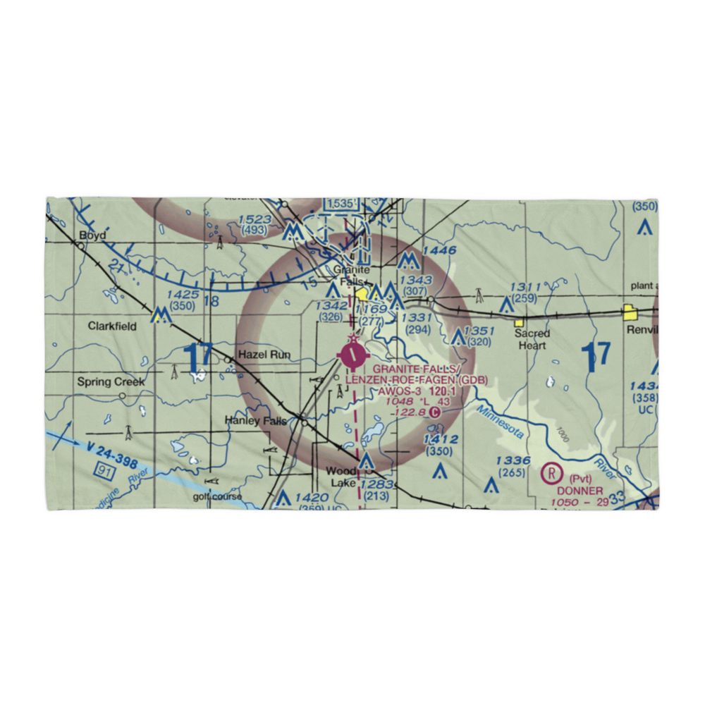 Granite Falls Municipal-Lenzen-Roe Memorial Field (GDB) VFR Sectional Towel 