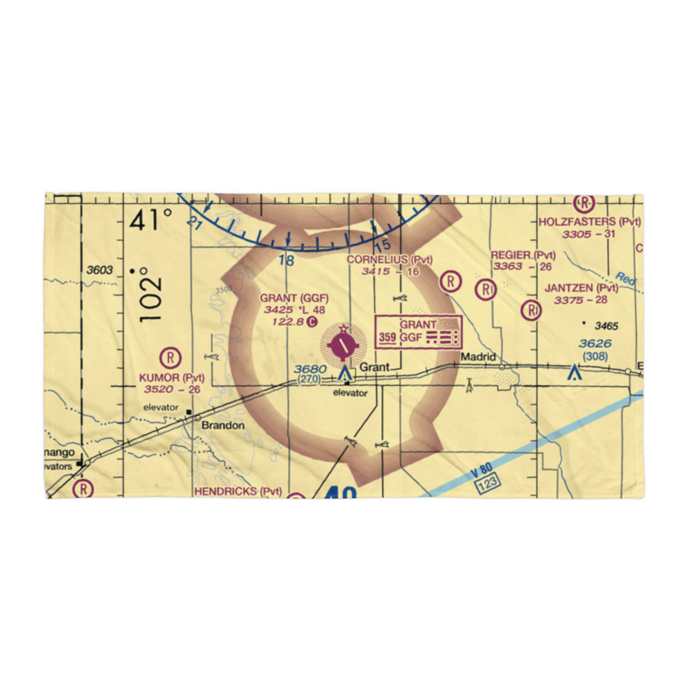 Grant Municipal Airport (GGF) VFR Sectional Towel 