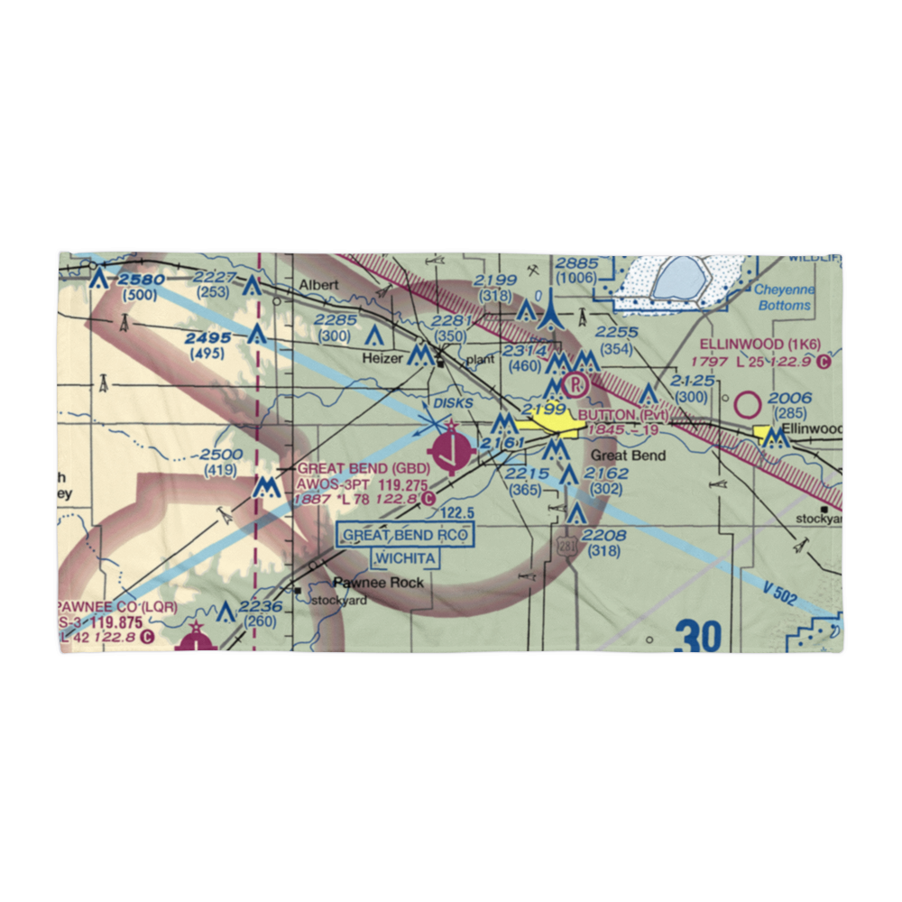 Great Bend Municipal Airport (GBD) VFR Sectional Towel 