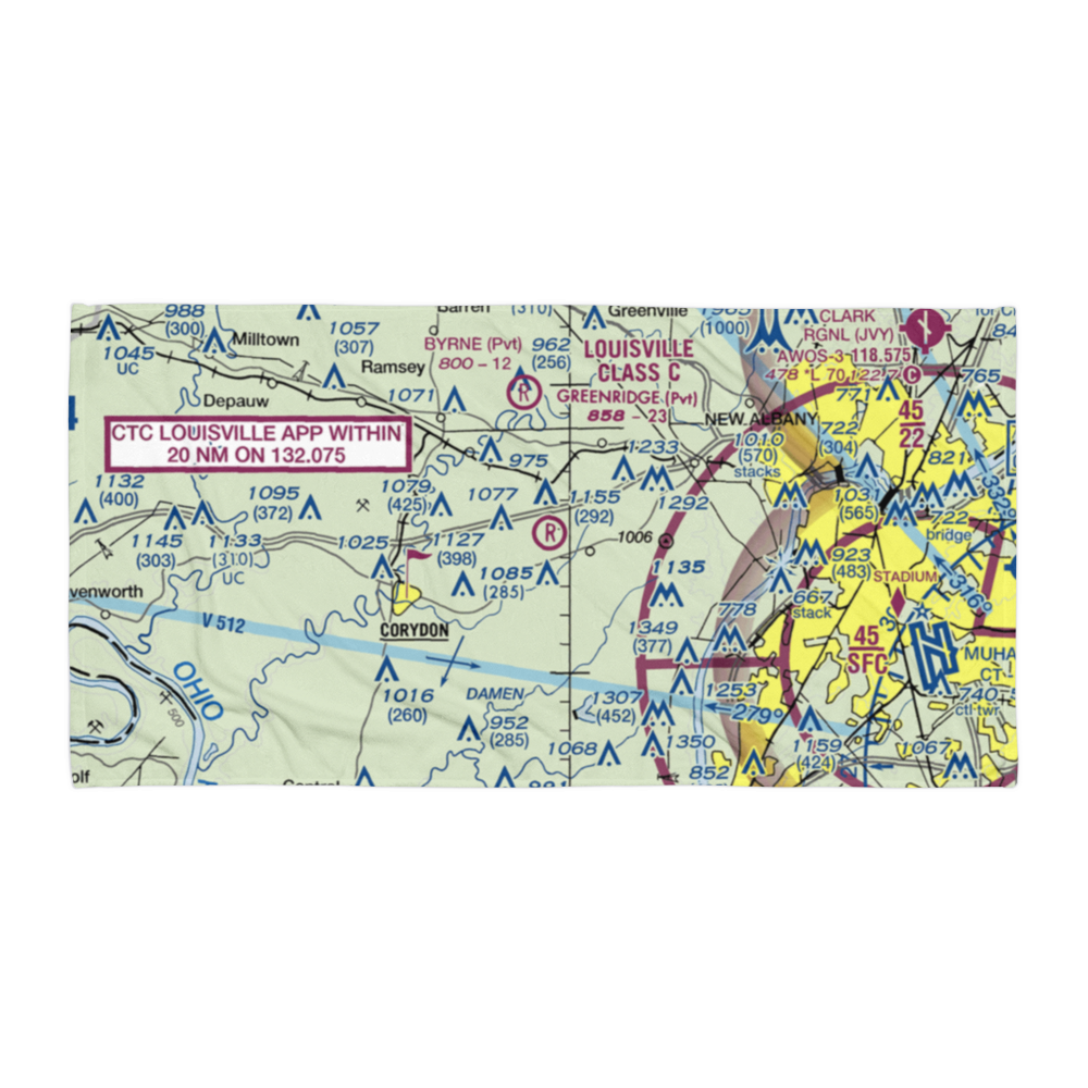Greenridge RLA Restricted Landing Area (IN14) VFR Sectional Towel 