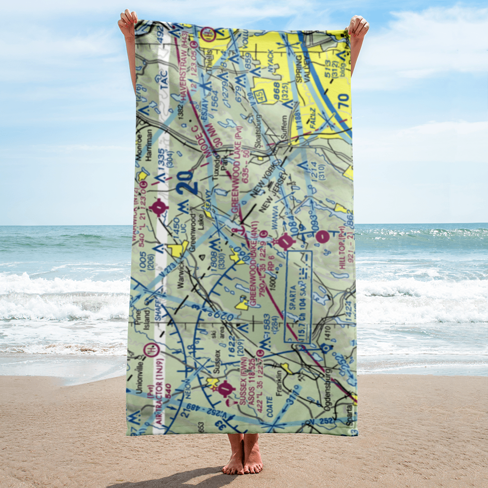 Greenwood Lake Seaplane Base (6NJ7) VFR Sectional Towel 