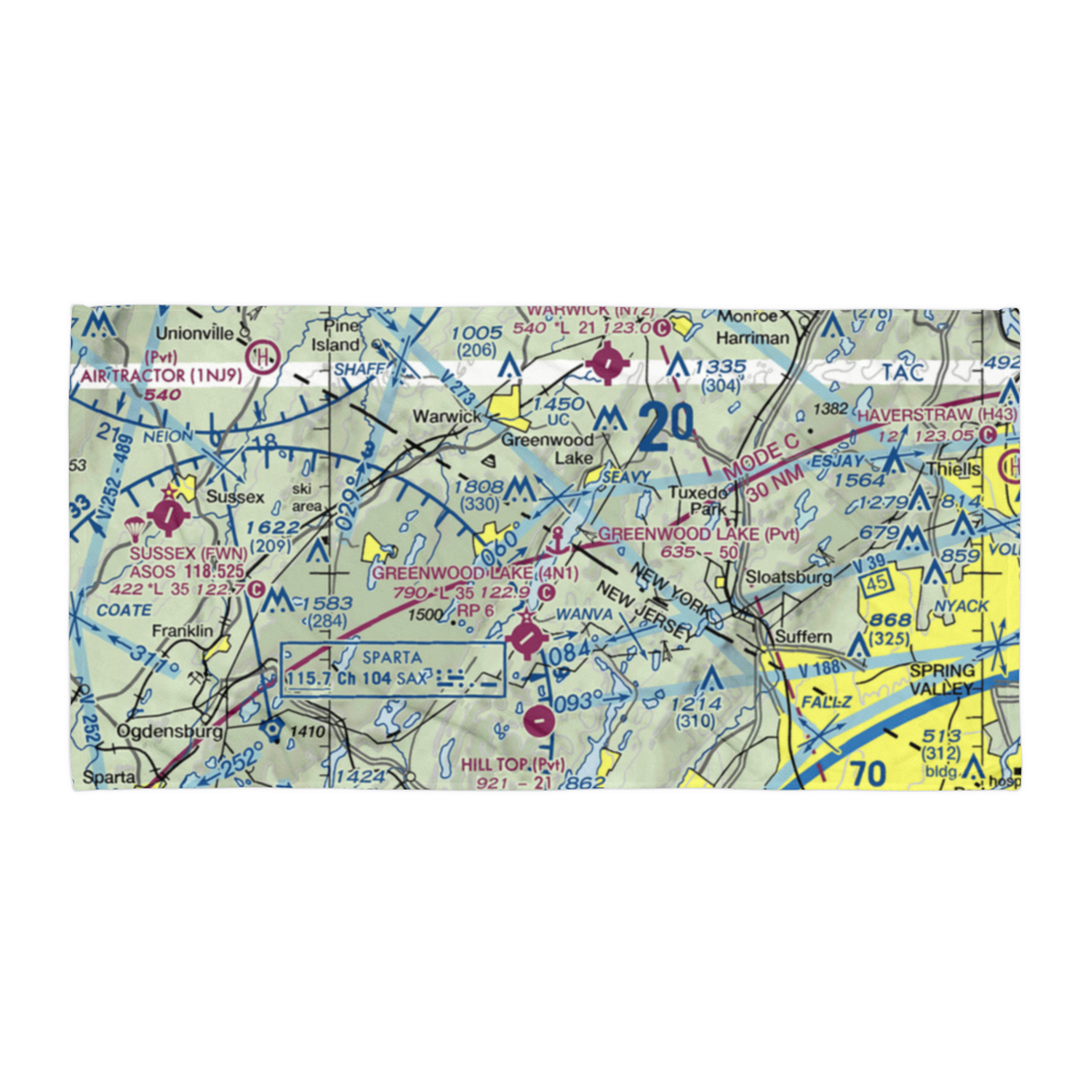 Greenwood Lake Seaplane Base (6NJ7) VFR Sectional Towel 
