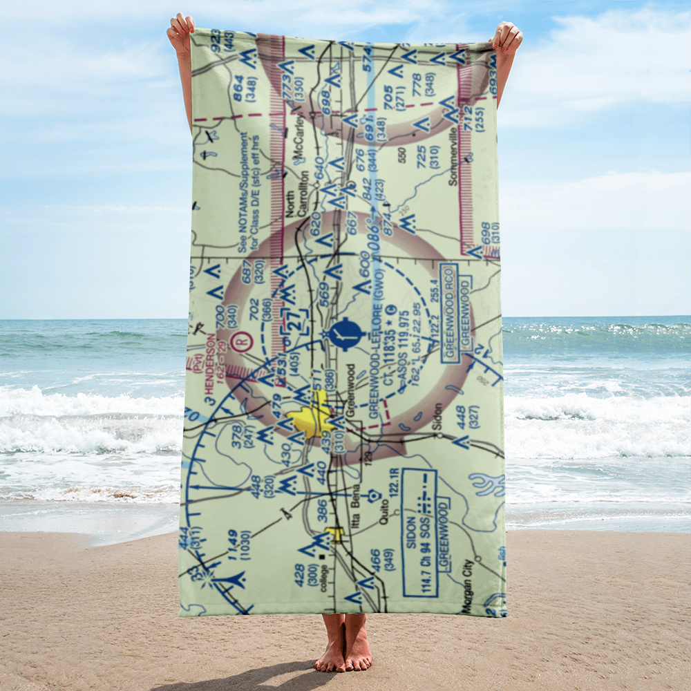Greenwood–Leflore Airport (GWO) VFR Sectional Towel 