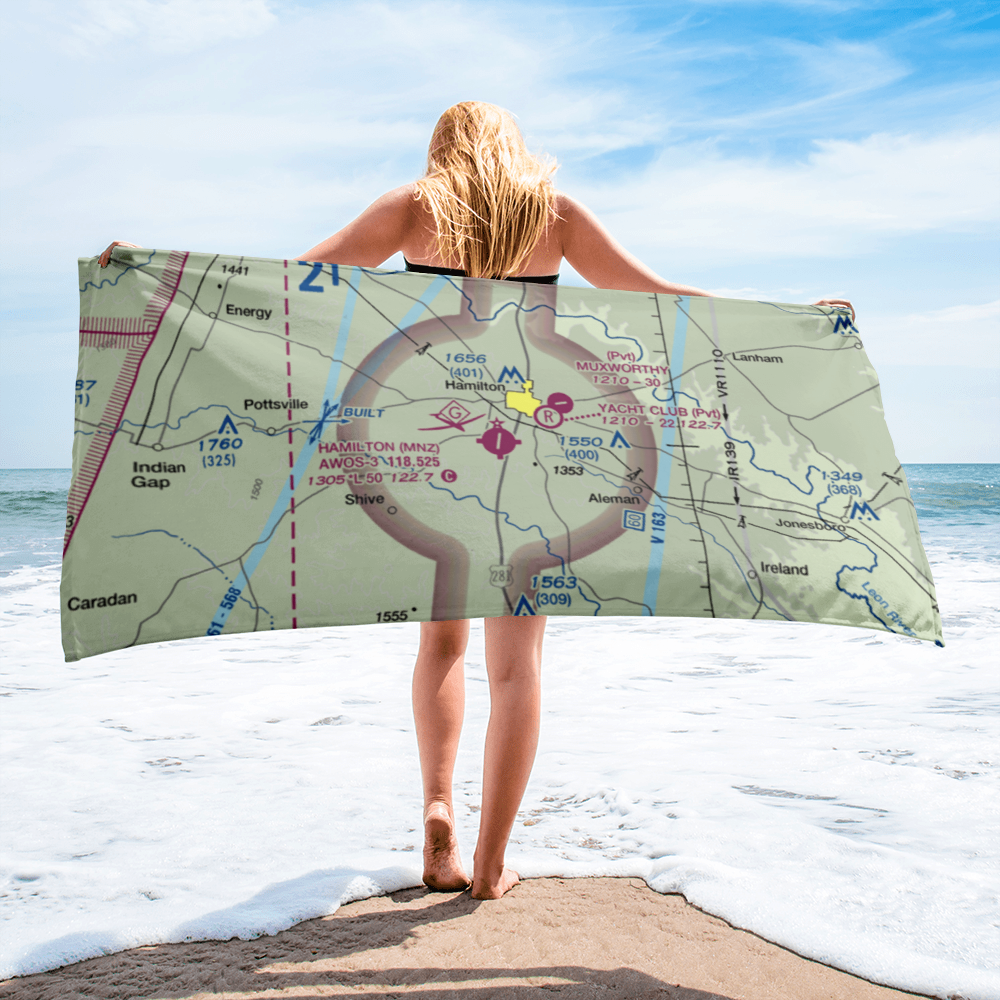 Hamilton Municipal Airport (MNZ) VFR Sectional Towel 