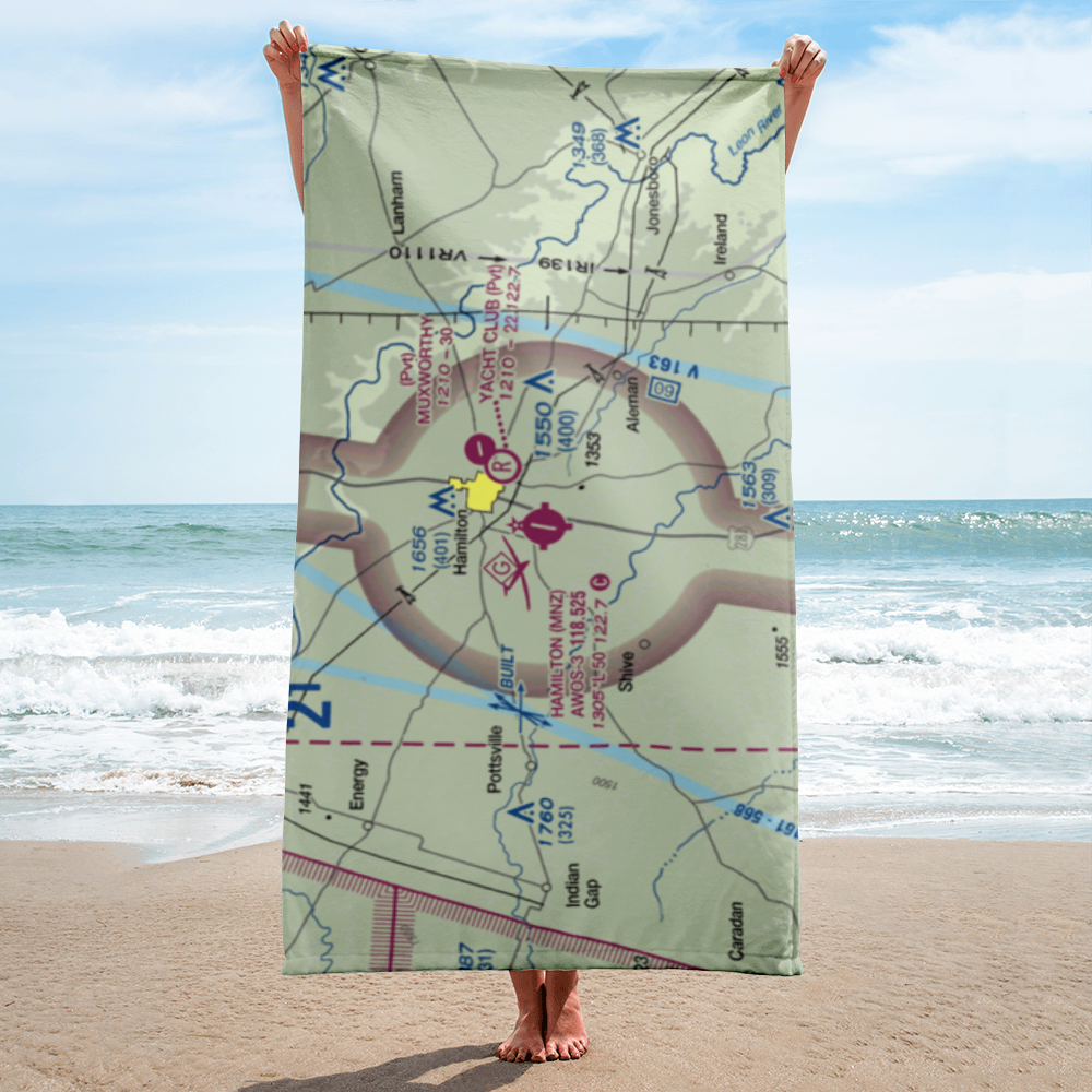 Hamilton Municipal Airport (MNZ) VFR Sectional Towel 
