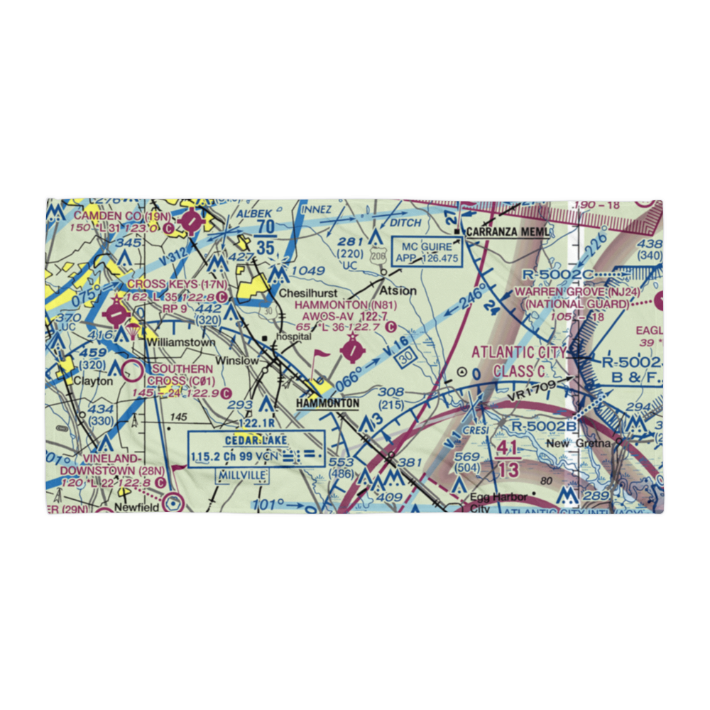 Hammonton Municipal Airport (N81) VFR Sectional Towel 