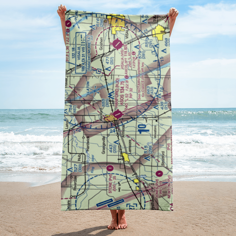 Hanford Municipal Airport (HJO) VFR Sectional Towel 