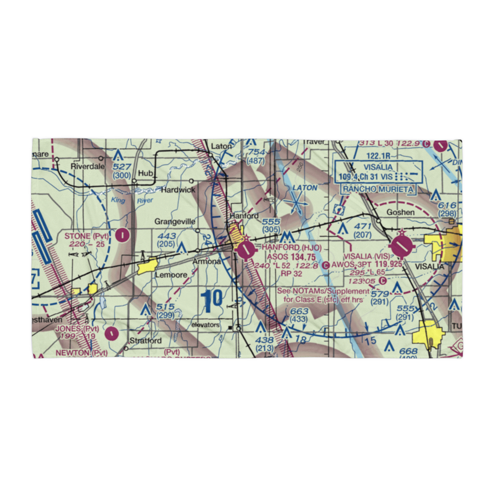 Hanford Municipal Airport (HJO) VFR Sectional Towel 