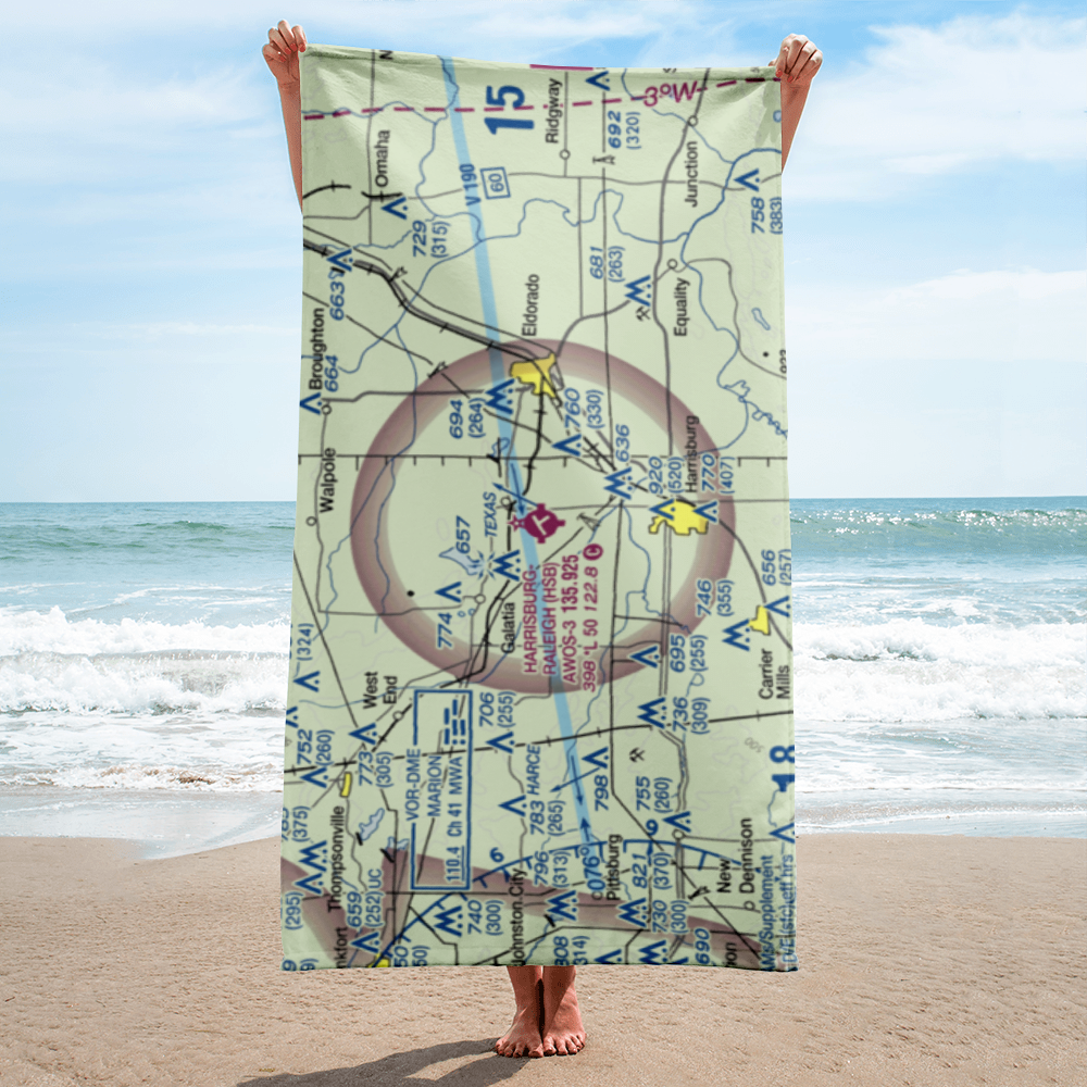 Harrisburg-Raleigh Airport (HSB) VFR Sectional Towel 