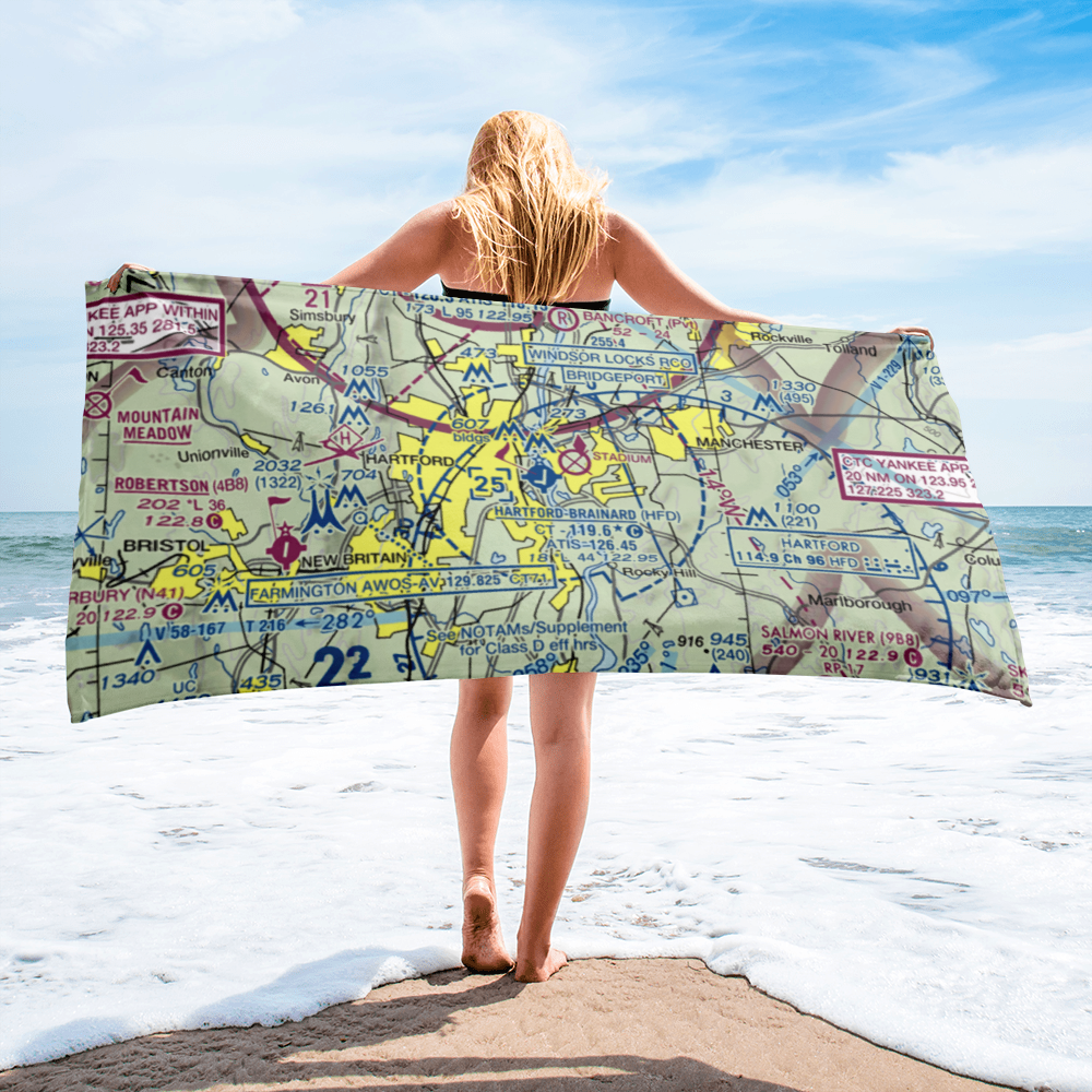 Hartford Brainard Airport (HFD) VFR Sectional Towel 