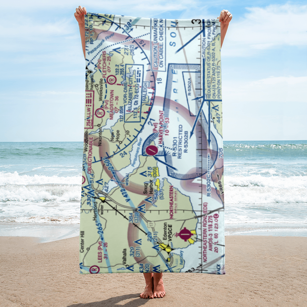 Harvey Point Defense Testing Activity Airport (NC01) VFR Sectional Towel 