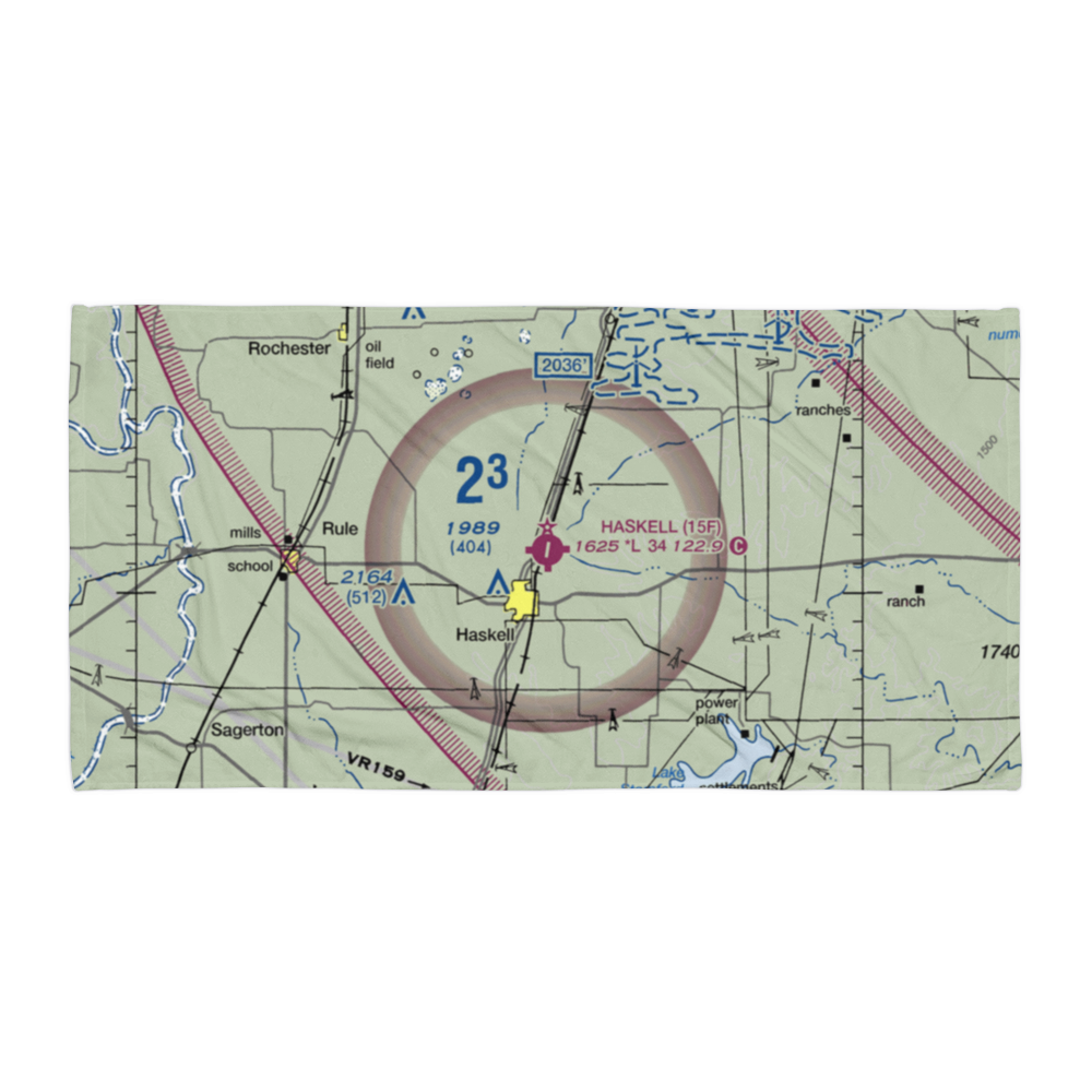 Haskell Municipal Airport (15F) VFR Sectional Towel 