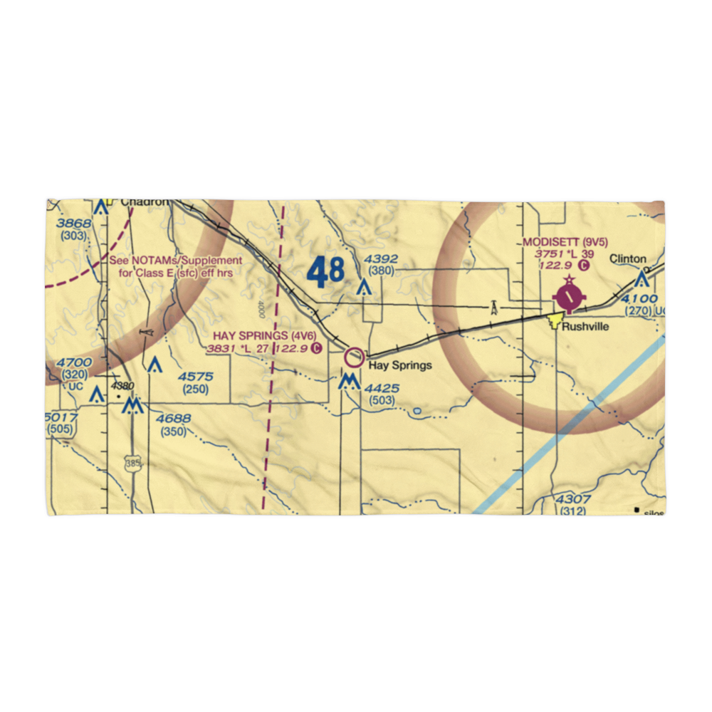 Hay Springs Municipal Airport (4V6) VFR Sectional Towel 