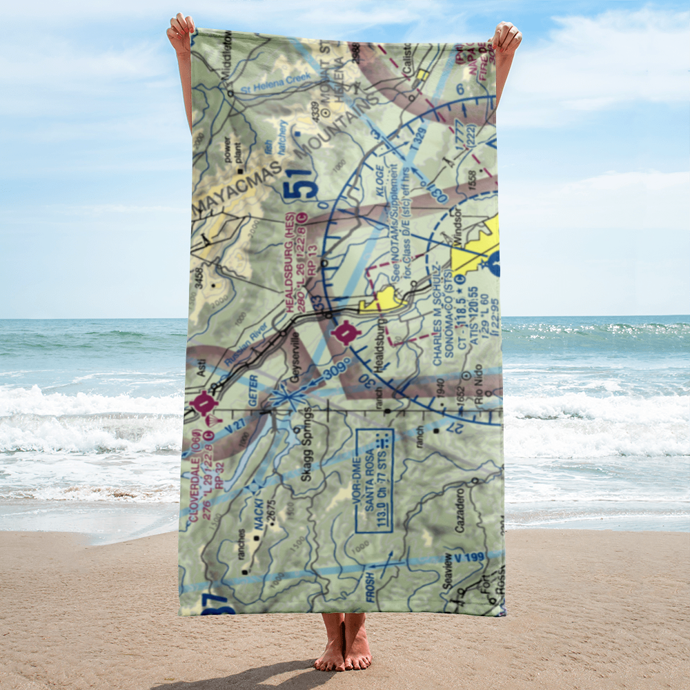 Healdsburg Municipal Airport (HES) VFR Sectional Towel 