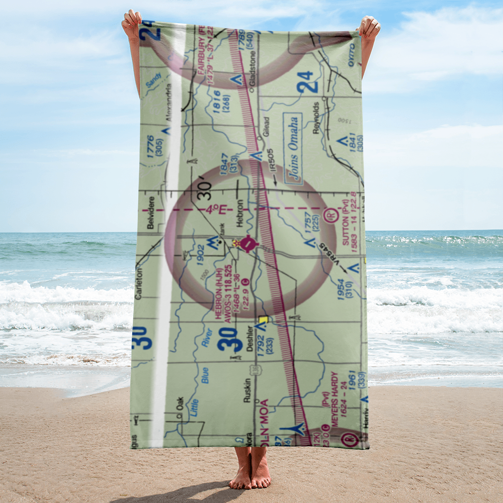 Hebron Municipal Airport (HJH) VFR Sectional Towel 