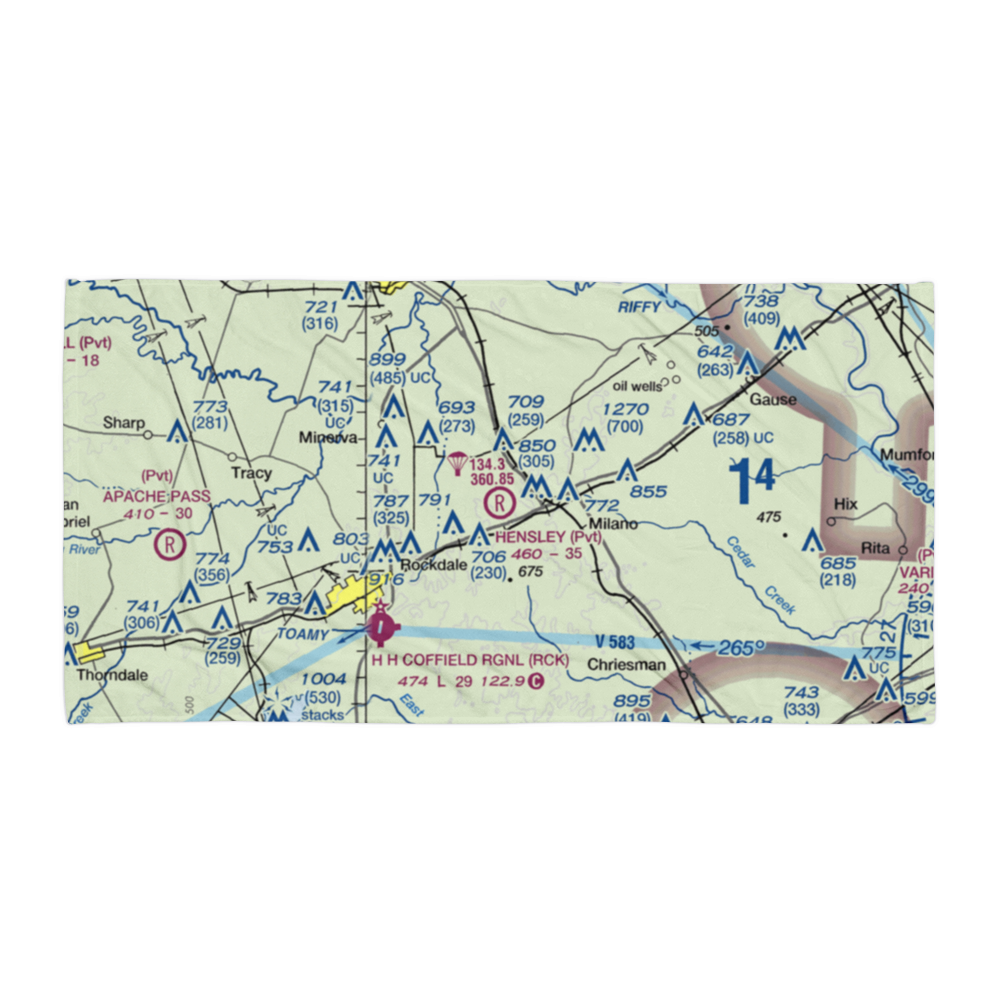 Hensley Ranch Airport (XS17) VFR Sectional Towel 