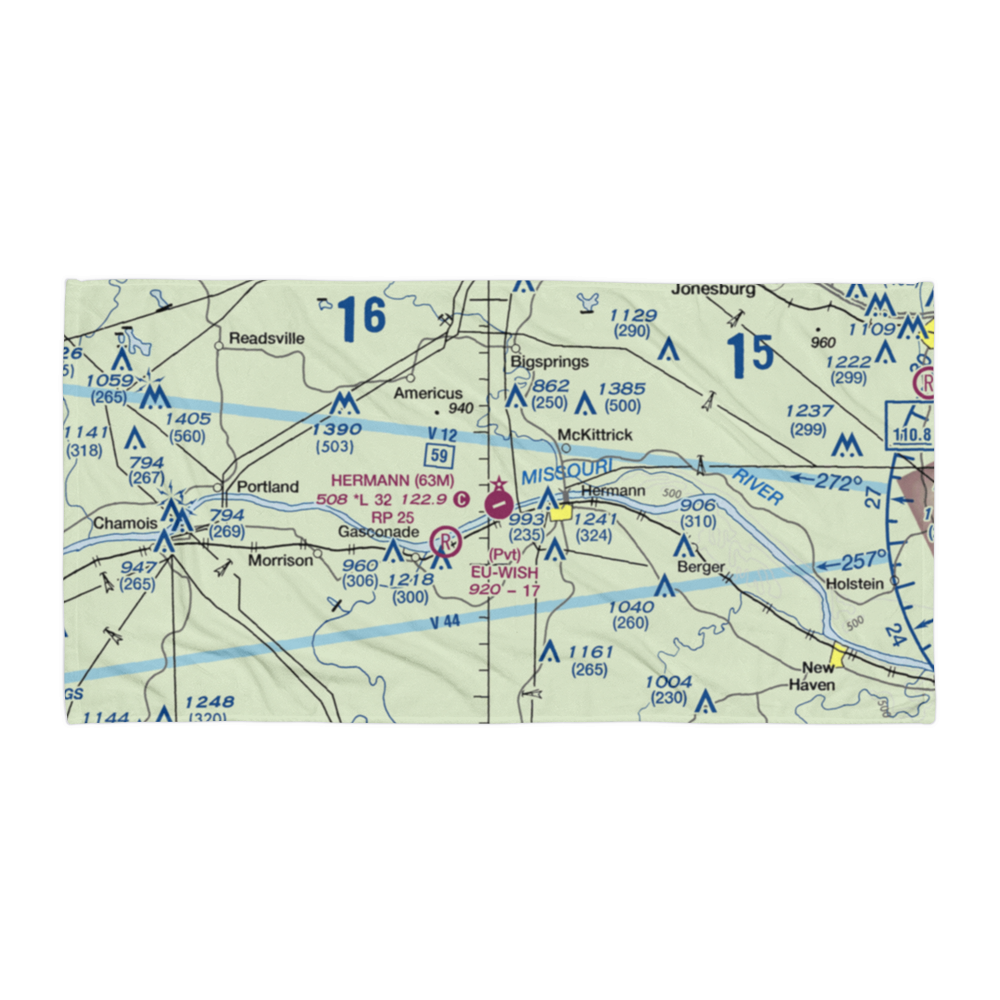 Hermann Municipal Airport (63M) VFR Sectional Towel 