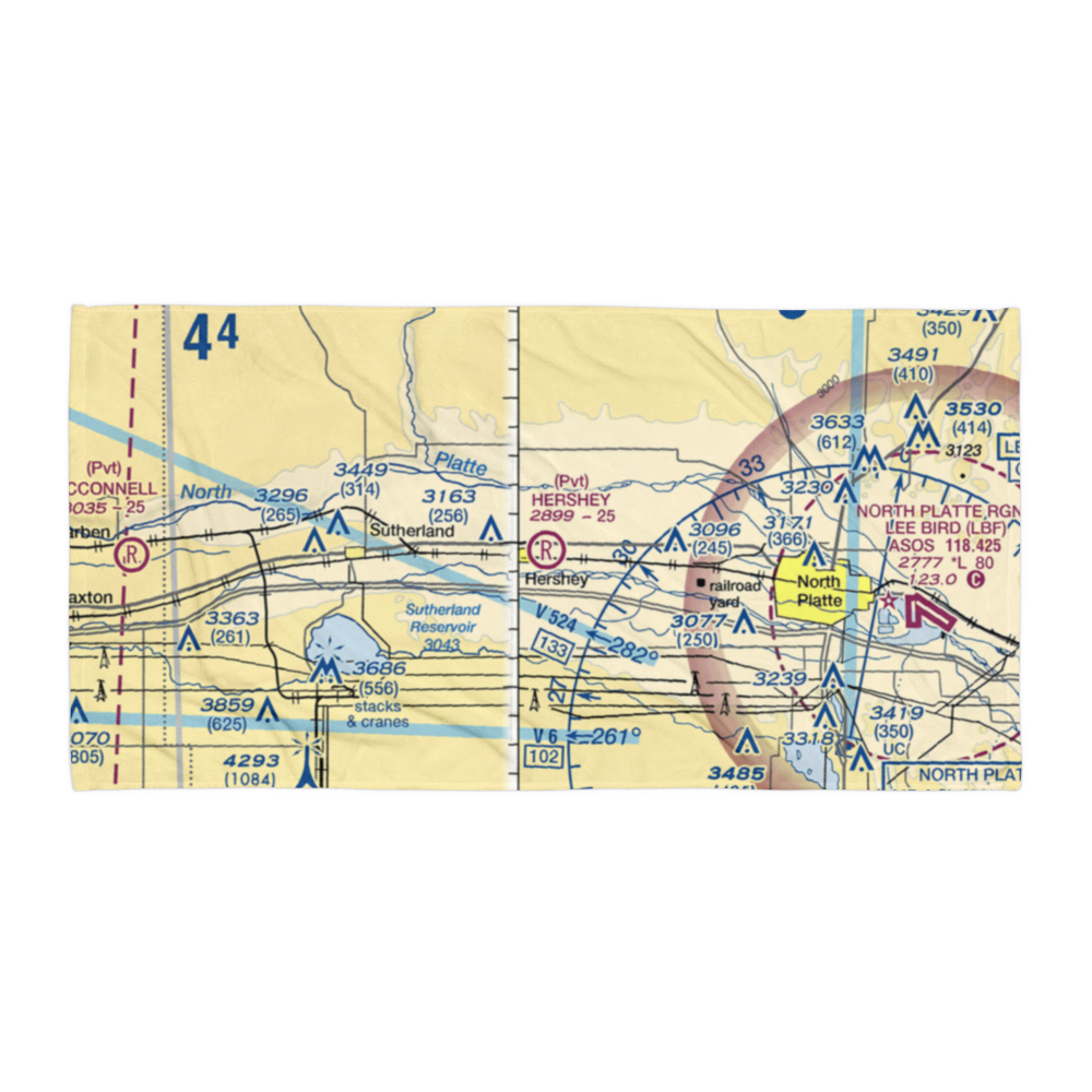 Hershey Flying Service Field Airport (NE64) VFR Sectional Towel 