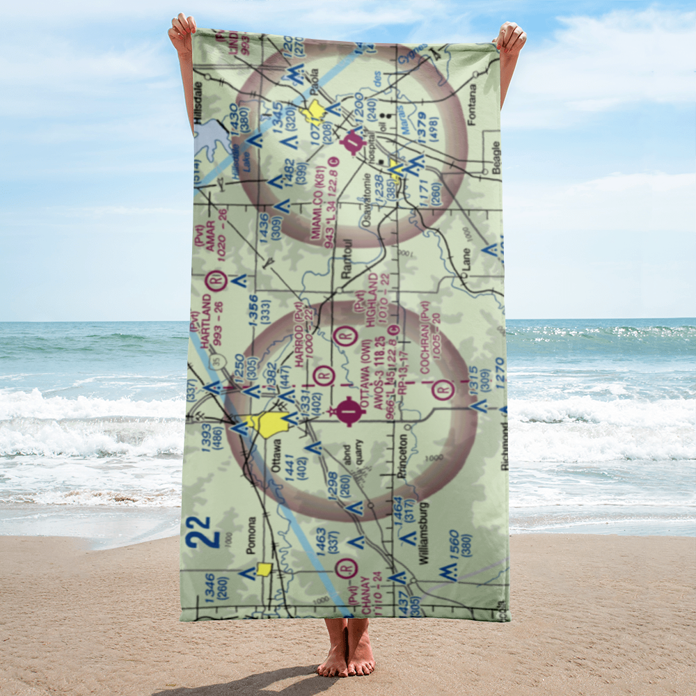 Highland Farm Airport (28KS) VFR Sectional Towel 