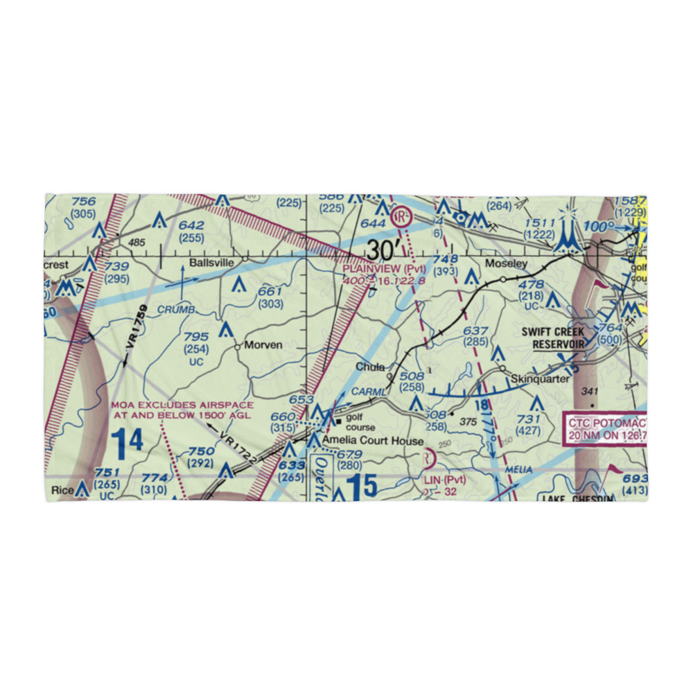 Hill Top Airport (VA64) VFR Sectional Towel 
