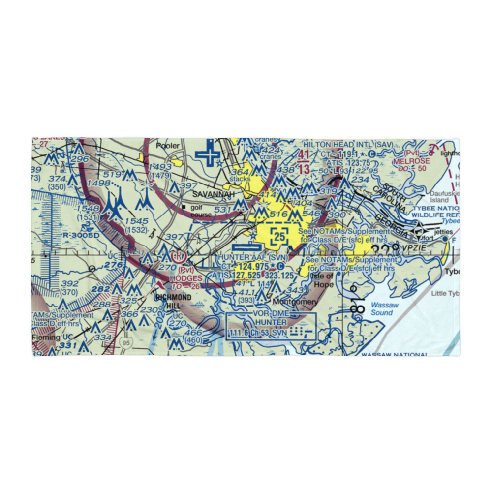 Hunter Army Air Field (SVN) VFR Sectional Towel 