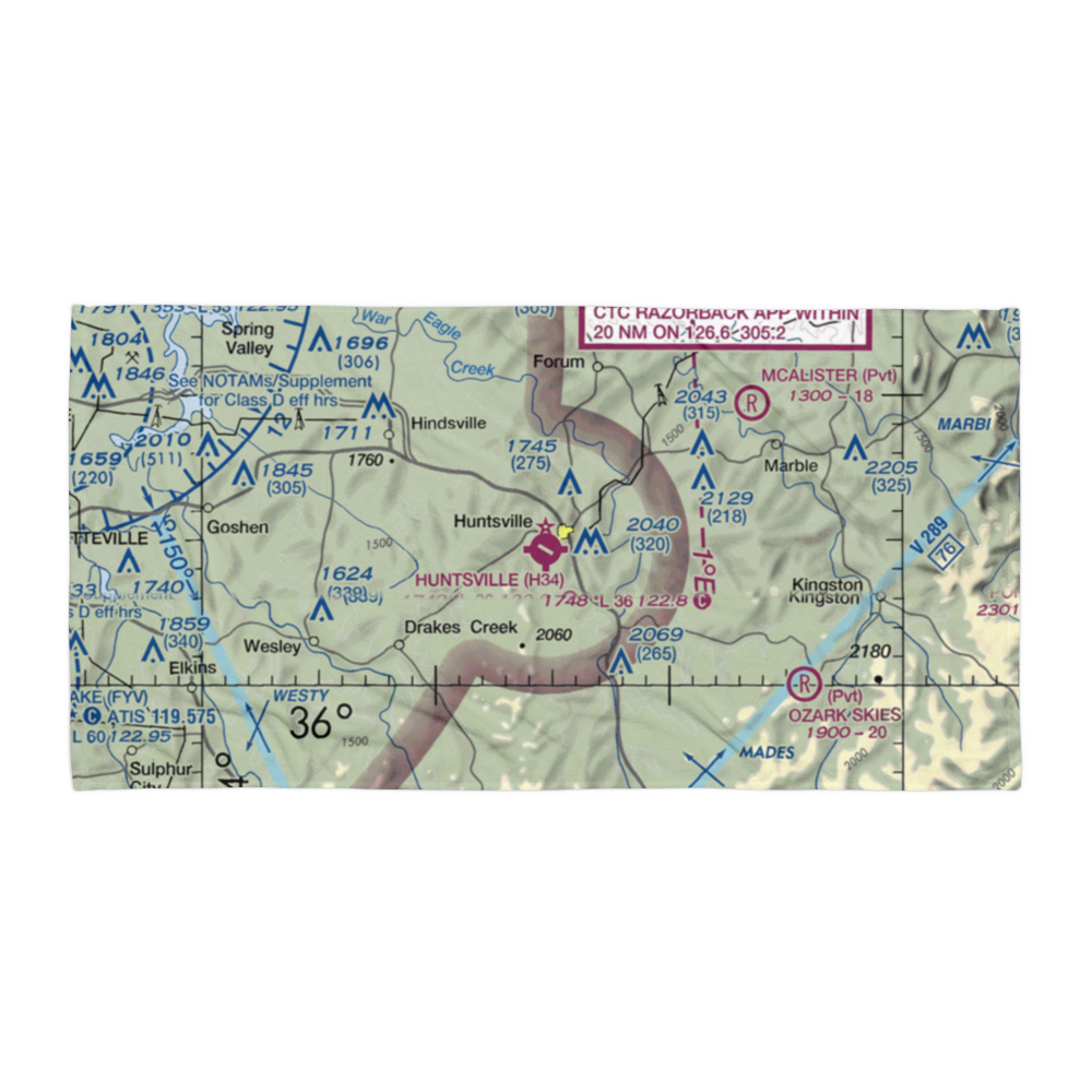 Huntsville Municipal Airport (H34) VFR Sectional Towel 