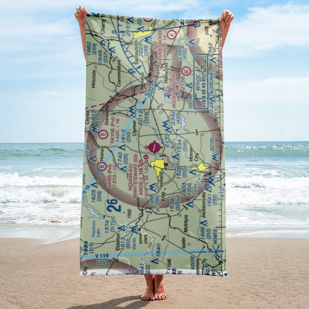 Indiana County/Jimmy Stewart Fld/ Airport (IDI) VFR Sectional Towel 